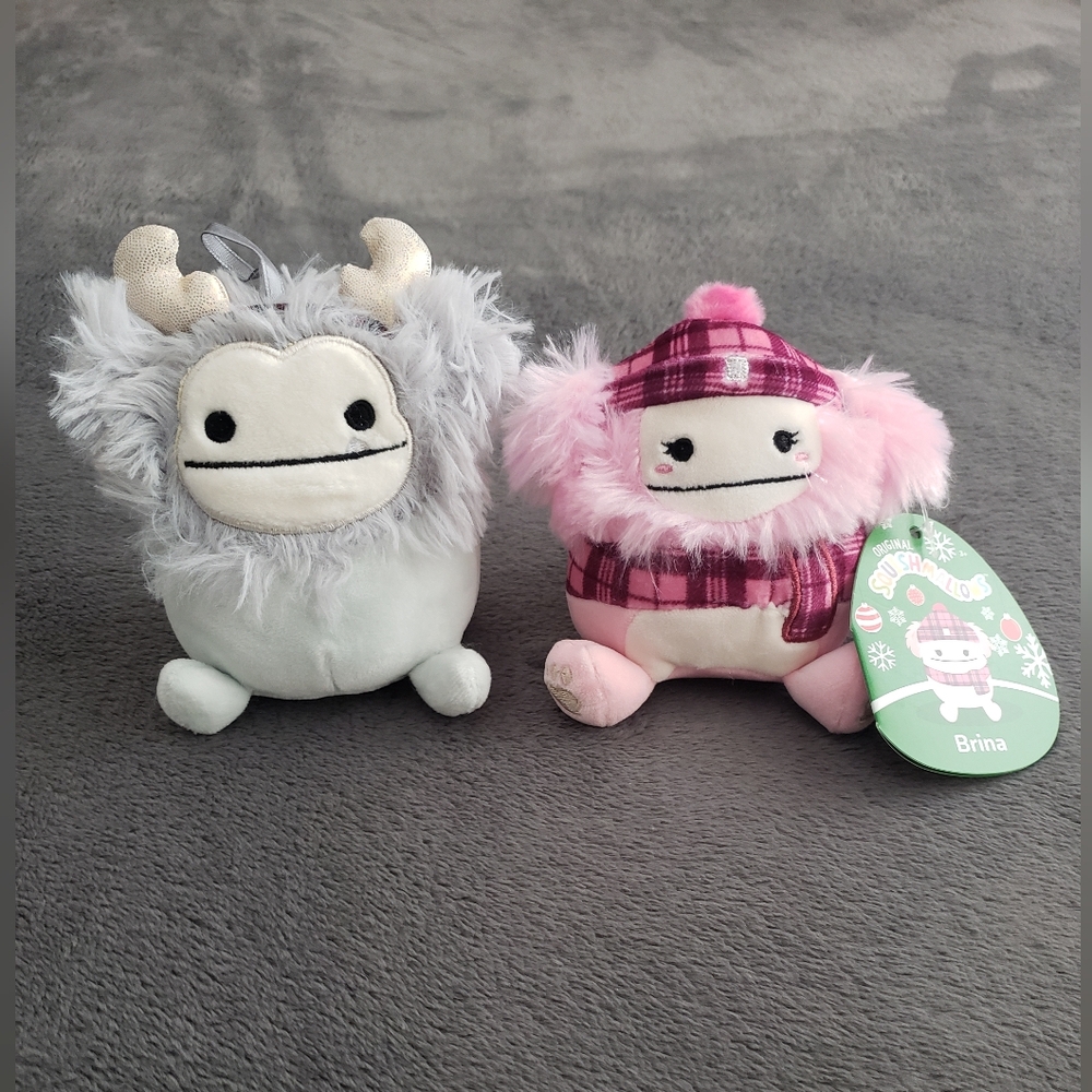 NEW Squishmallows Evita Brina Yeti Bigfoot 4" Plush Christmas Ornament 2022 2024